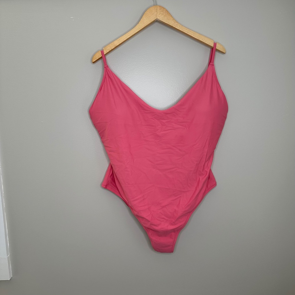 J.Crew Re-Imagined One-Piece Swimsuit Women XL Pink EUC‎ Sustainable High Leg
